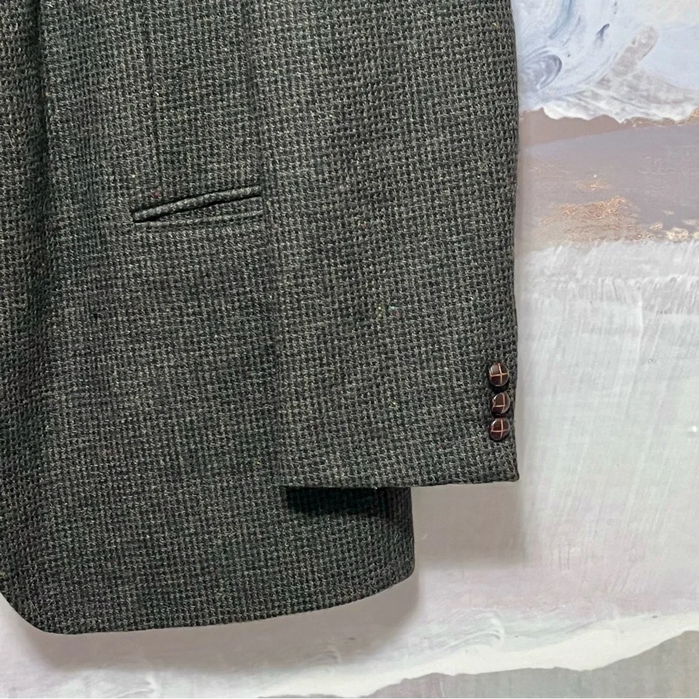 Vtg BOSTON TRADERS Men 44R Tweed Sportcoat Wool Blazer Birdseye Fleck Multicolor